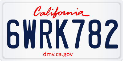 CA license plate 6WRK782