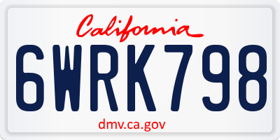 CA license plate 6WRK798