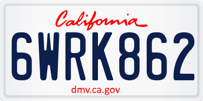 CA license plate 6WRK862
