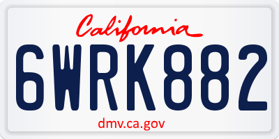 CA license plate 6WRK882