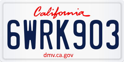 CA license plate 6WRK903