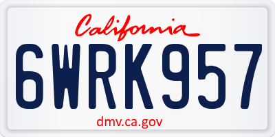 CA license plate 6WRK957