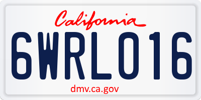 CA license plate 6WRL016