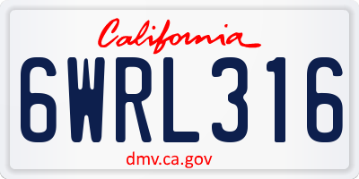 CA license plate 6WRL316