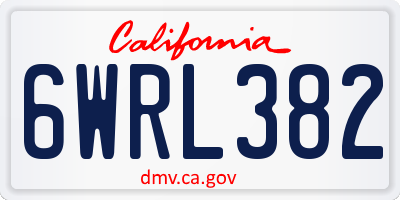 CA license plate 6WRL382