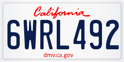 CA license plate 6WRL492
