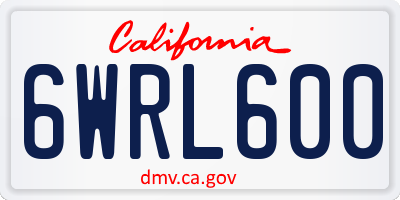CA license plate 6WRL600