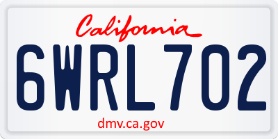 CA license plate 6WRL702