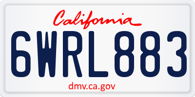 CA license plate 6WRL883