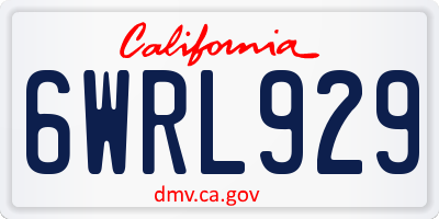 CA license plate 6WRL929