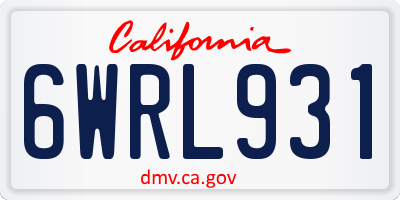 CA license plate 6WRL931