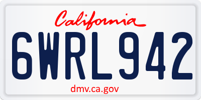 CA license plate 6WRL942