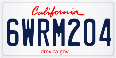 CA license plate 6WRM204
