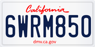 CA license plate 6WRM850