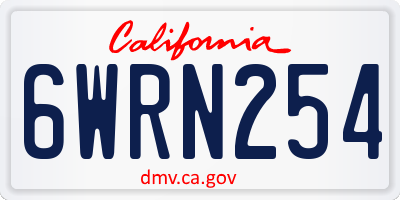 CA license plate 6WRN254