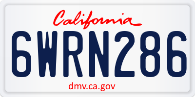 CA license plate 6WRN286