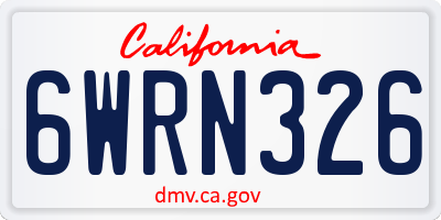 CA license plate 6WRN326