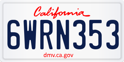 CA license plate 6WRN353