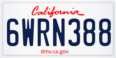 CA license plate 6WRN388