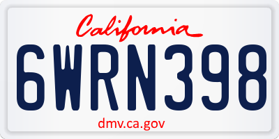 CA license plate 6WRN398