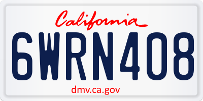 CA license plate 6WRN408