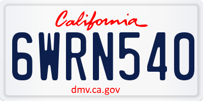 CA license plate 6WRN540