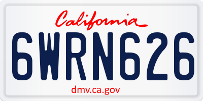 CA license plate 6WRN626