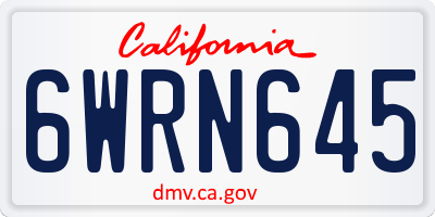 CA license plate 6WRN645