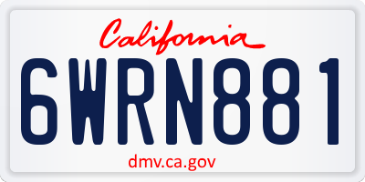 CA license plate 6WRN881