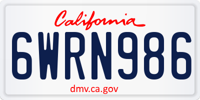 CA license plate 6WRN986