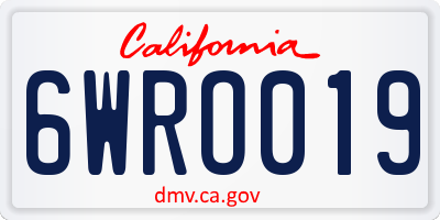 CA license plate 6WRO019