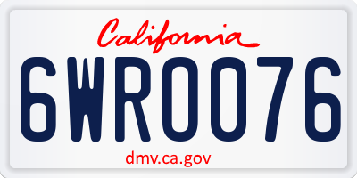 CA license plate 6WRO076