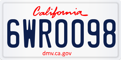 CA license plate 6WRO098