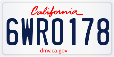 CA license plate 6WRO178