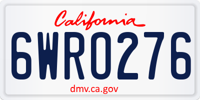 CA license plate 6WRO276