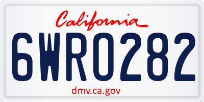 CA license plate 6WRO282