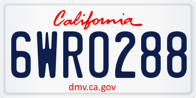 CA license plate 6WRO288