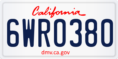 CA license plate 6WRO380