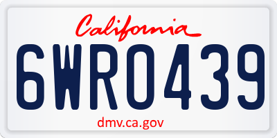 CA license plate 6WRO439