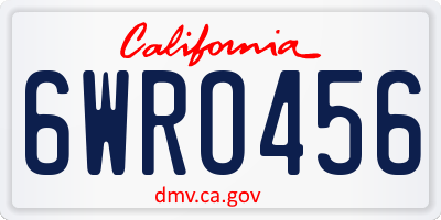 CA license plate 6WRO456