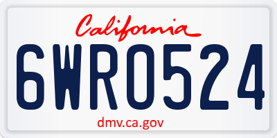 CA license plate 6WRO524