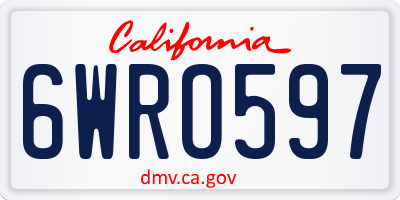 CA license plate 6WRO597