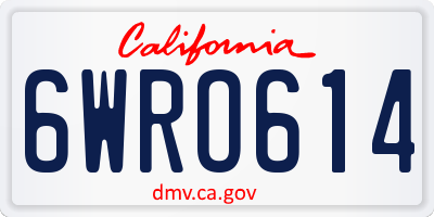 CA license plate 6WRO614