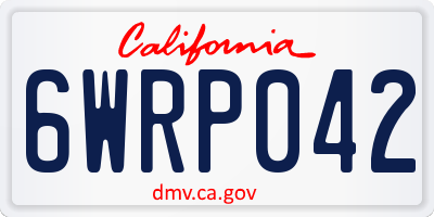CA license plate 6WRP042