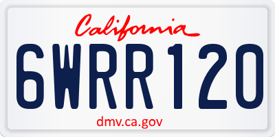CA license plate 6WRR120