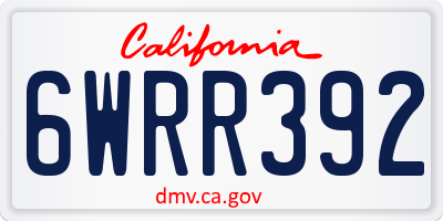 CA license plate 6WRR392