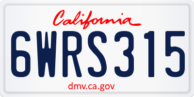 CA license plate 6WRS315