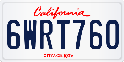 CA license plate 6WRT760