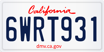 CA license plate 6WRT931