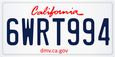 CA license plate 6WRT994